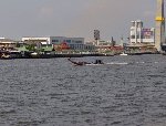 Small boat river flying
